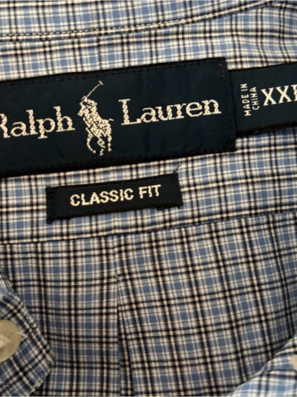 Ralph Lauren Blue & Black Plaid Polo Classic Fit Button Down Shirt XXL - Picture 5 of 7